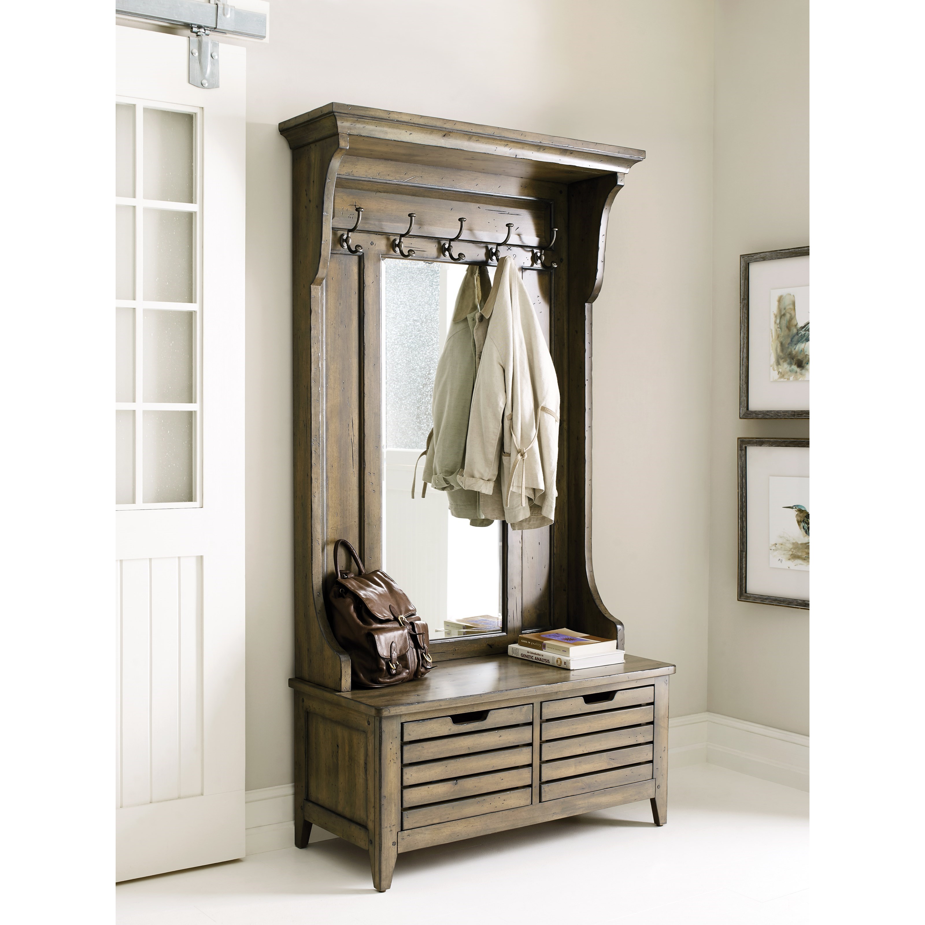 Kincaid Furniture Mill House Warren Solid Wood Hall Tree with Mirror